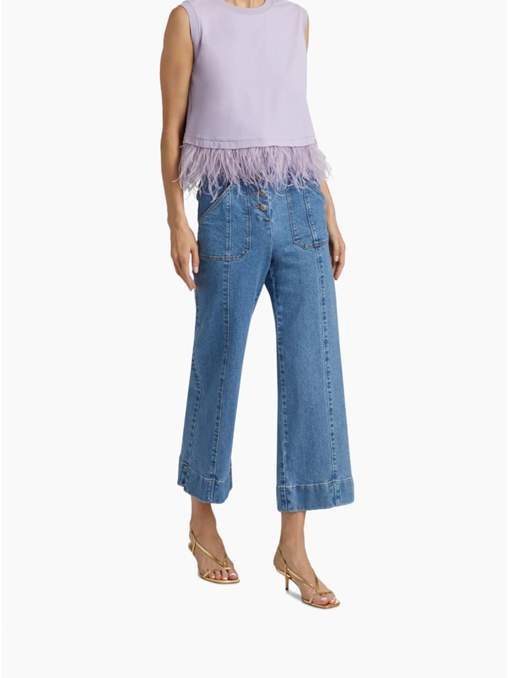 cinq a sept Light Blue Wide-Leg Crop Jeans